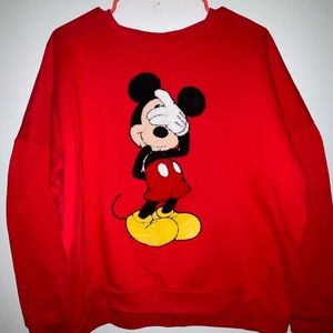Disney Mickey Mouse red raised patch sweatshirt crewneck